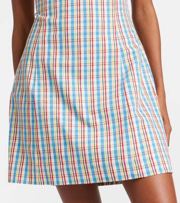 Lydie checked cotton and linen minidress | Faithfull