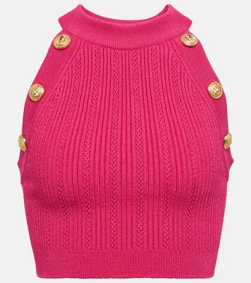 Embellished knit crop top | Balmain