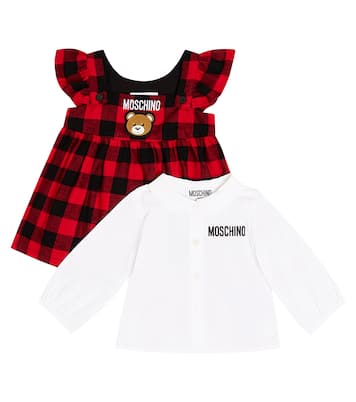 Baby Teddy Bear cotton top and dress set | Moschino Kids