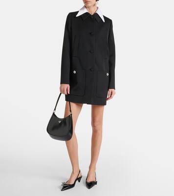 Satin-trimmed virgin wool coat | Prada
