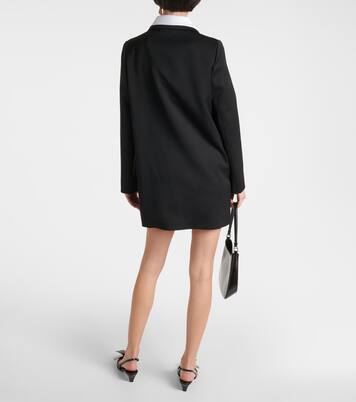 Satin-trimmed virgin wool coat | Prada