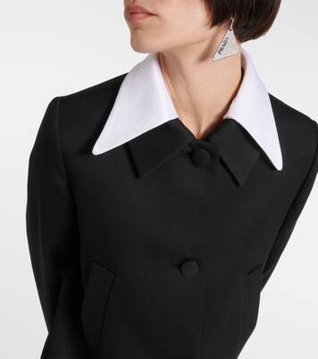 Satin-trimmed virgin wool coat | Prada