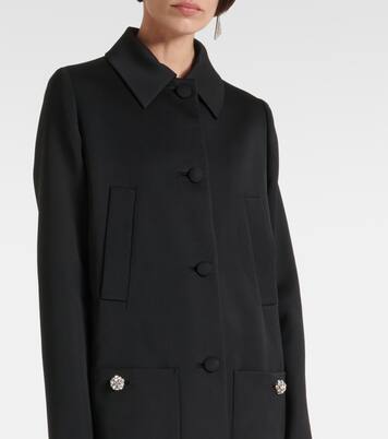 Satin-trimmed virgin wool coat | Prada