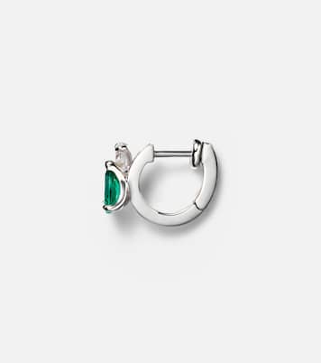 Serti sur Vide 18kt white gold single earring with diamonds and emerald | Repossi
