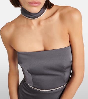 Robe longue en satin à cristaux | Alex Perry