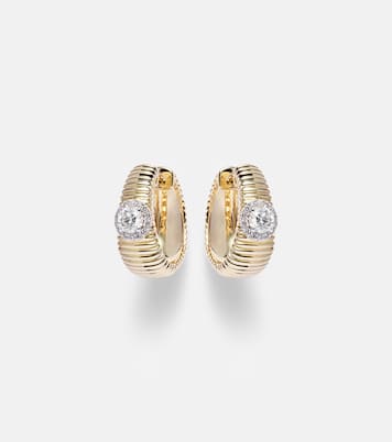 Disco 14kt gold huggies with diamonds | Stone and Strand