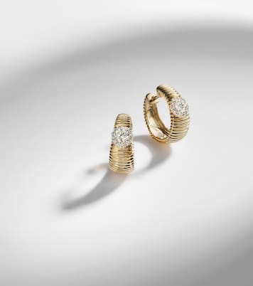 Disco 14kt gold huggies with diamonds | Stone and Strand