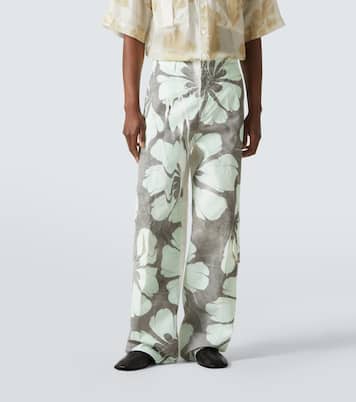 بنطلون واسع من القطن بورود | Dries Van Noten