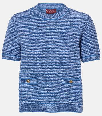Double G knitted cotton-blend top | Gucci