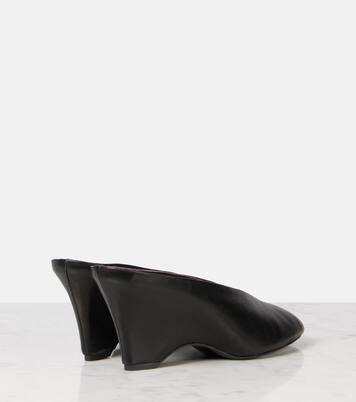 Cloak 75 leather peep-toe wedge mules | Khaite