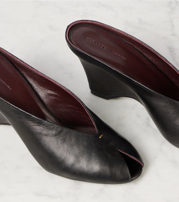 Cloak 75 leather peep-toe wedge mules | Khaite