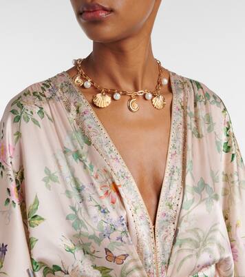 Robe longue en soie à cristaux | Camilla