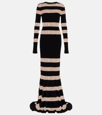 Paneled semi-sheer gown | Norma Kamali