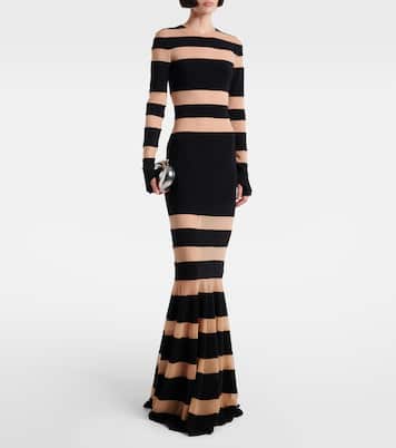 Paneled semi-sheer gown | Norma Kamali
