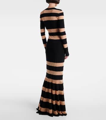 Paneled semi-sheer gown | Norma Kamali