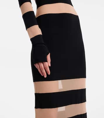 Paneled semi-sheer gown | Norma Kamali