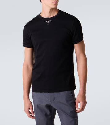 T-shirt Triangle in jersey di cotone | Prada