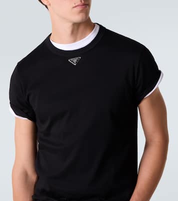 T-shirt Triangle in jersey di cotone | Prada