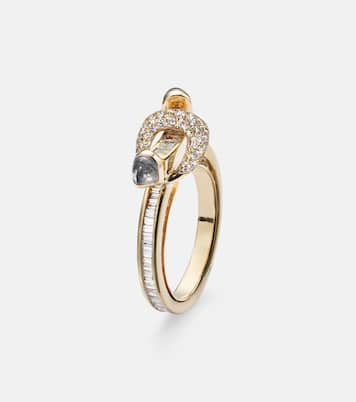 Ring Chakra aus 18kt Gelbgold (750/1000) mit Diamanten und Quarz | Ananya