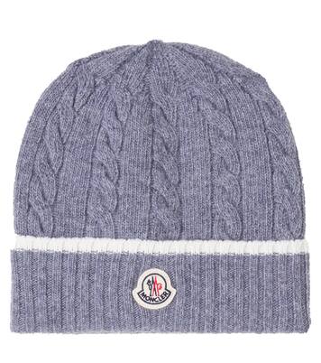 Cable-knit logo virgin wool beanie | Moncler Enfant