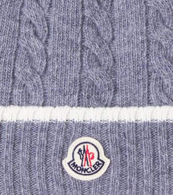 Cable-knit logo virgin wool beanie | Moncler Enfant