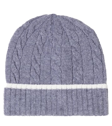 Cable-knit logo virgin wool beanie | Moncler Enfant