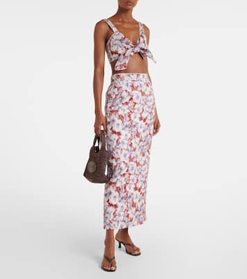 Jupe longue Emma en lin à fleurs | Posse