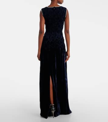Abito lungo in velluto con decorazioni | Costarellos