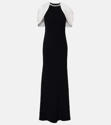 Embellished caped satin crêpe gown | Roland Mouret