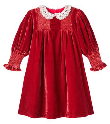 Lory crochet shirred velvet dress | C'era Una Volta
