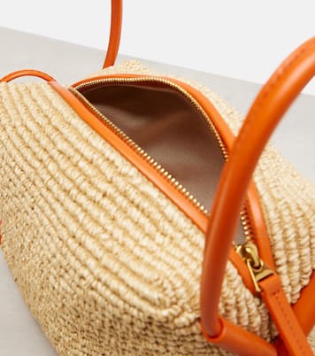 Loop leather-trimmed raffia tote bag | Bottega Veneta