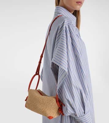 Loop leather-trimmed raffia tote bag | Bottega Veneta