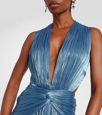 فستان سهرة درابيه من الجيرسيه بفتحة خلفية | Costarellos