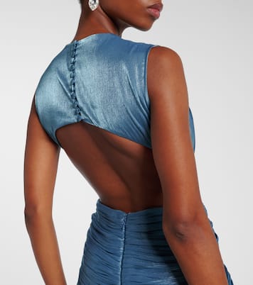 فستان سهرة درابيه من الجيرسيه بفتحة خلفية | Costarellos