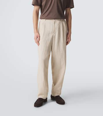 Pinstripe linen wide-leg pants | Giorgio Armani