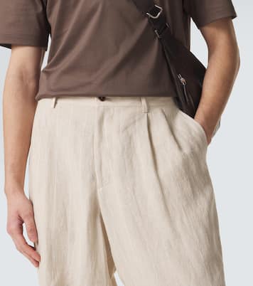 Pinstripe linen wide-leg pants | Giorgio Armani