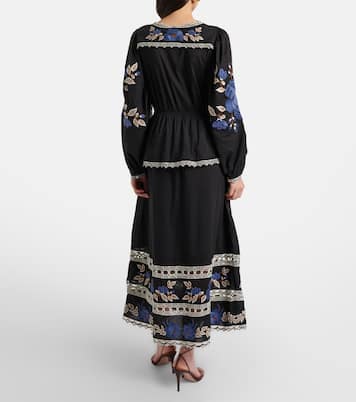 Embroidered floral cotton midi dress | Farm Rio