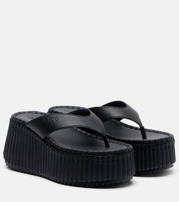 Nama leather platform thong sandals | Chloé
