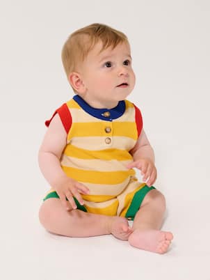 Baby BC striped cotton playsuit | Bobo Choses