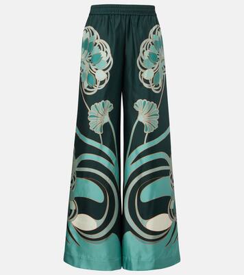 Printed silk twill palazzo pants | La DoubleJ