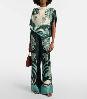 Printed silk twill palazzo pants | La DoubleJ