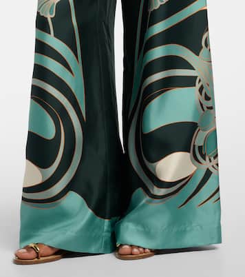 Printed silk twill palazzo pants | La DoubleJ
