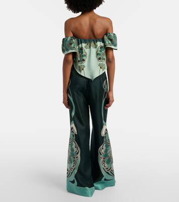 Printed silk twill palazzo pants | La DoubleJ