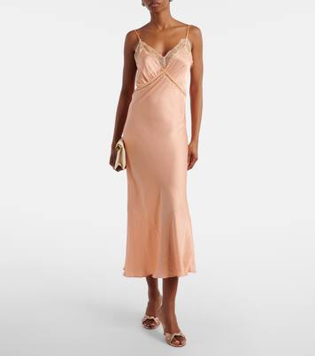 Robe nuisette Luli en satin à dentelle | Poupette St Barth