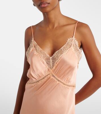 Robe nuisette Luli en satin à dentelle | Poupette St Barth