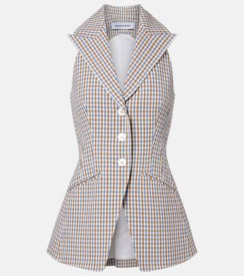 Gingham cotton-blend seersucker vest | Veronica Beard