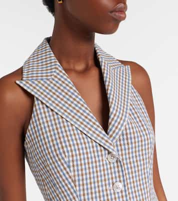 Gingham cotton-blend seersucker vest | Veronica Beard