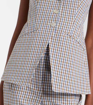 Gingham cotton-blend seersucker vest | Veronica Beard