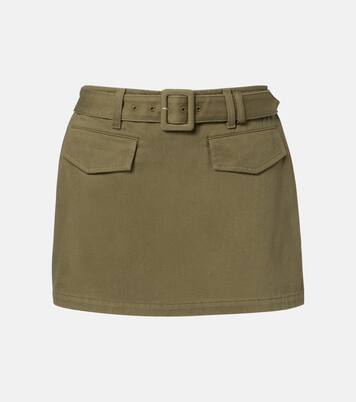 Belted cotton twill skort | Self-Portrait
