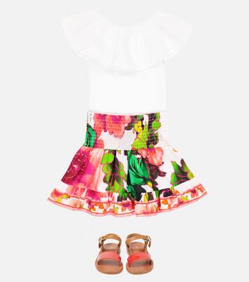 Jupe en coton à fleurs et ornements | Camilla Kids